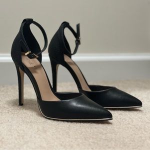 Black Vegan Leather Women’s 4” Stiletto Pointed Toe Heels